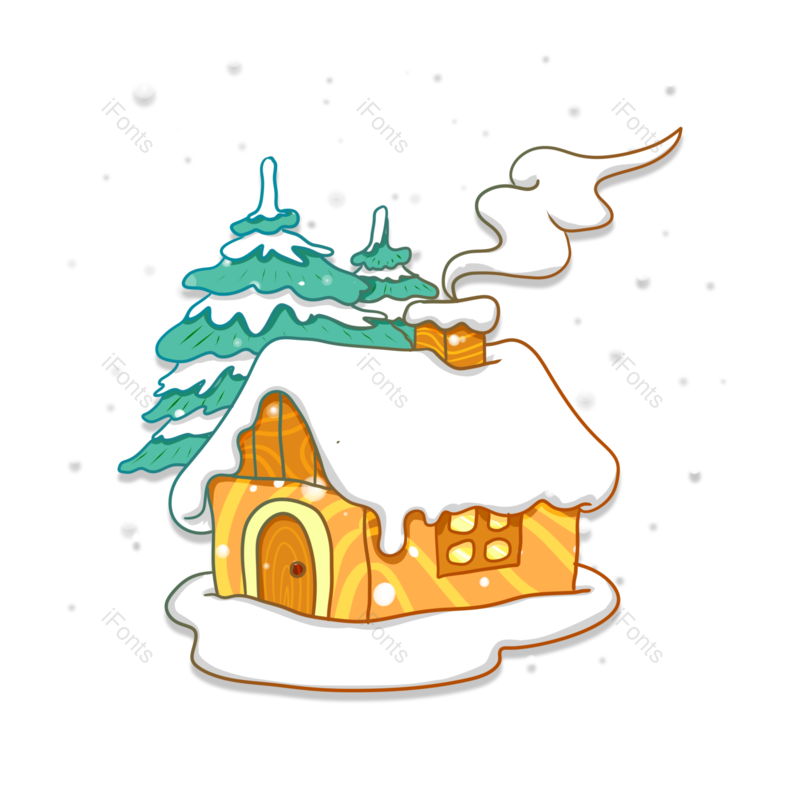 素材图片,雪景元素,下雪PNG,房屋免抠素材